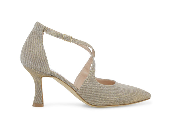 Melluso Décolleté Elegante con Cinturini in Tessuto Oro Platino E1631ZV-247203